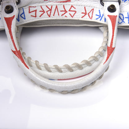 Balenciaga Agneau Graffiti All Over Classic Hardware S City White Bleu Rouge 17 of 21