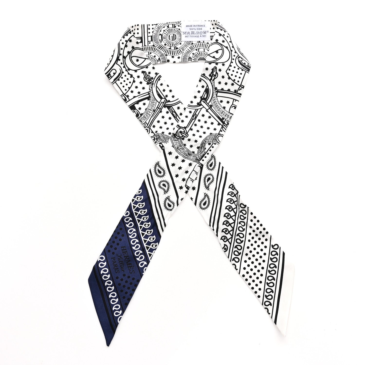 Hermes Silk Eperon D'Or Bandana Twilly White Marine 1 of 4