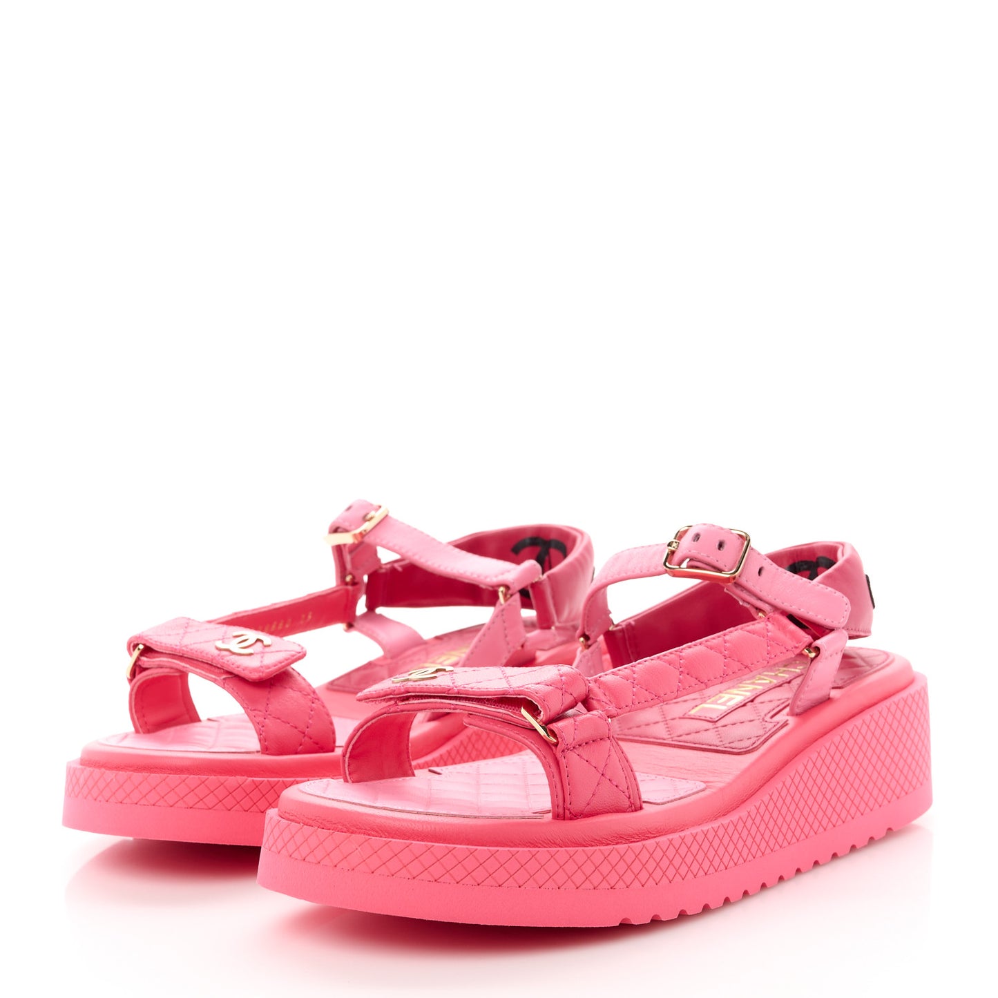 Lambskin Logo Platform Sandals 39 Red Purple Orange