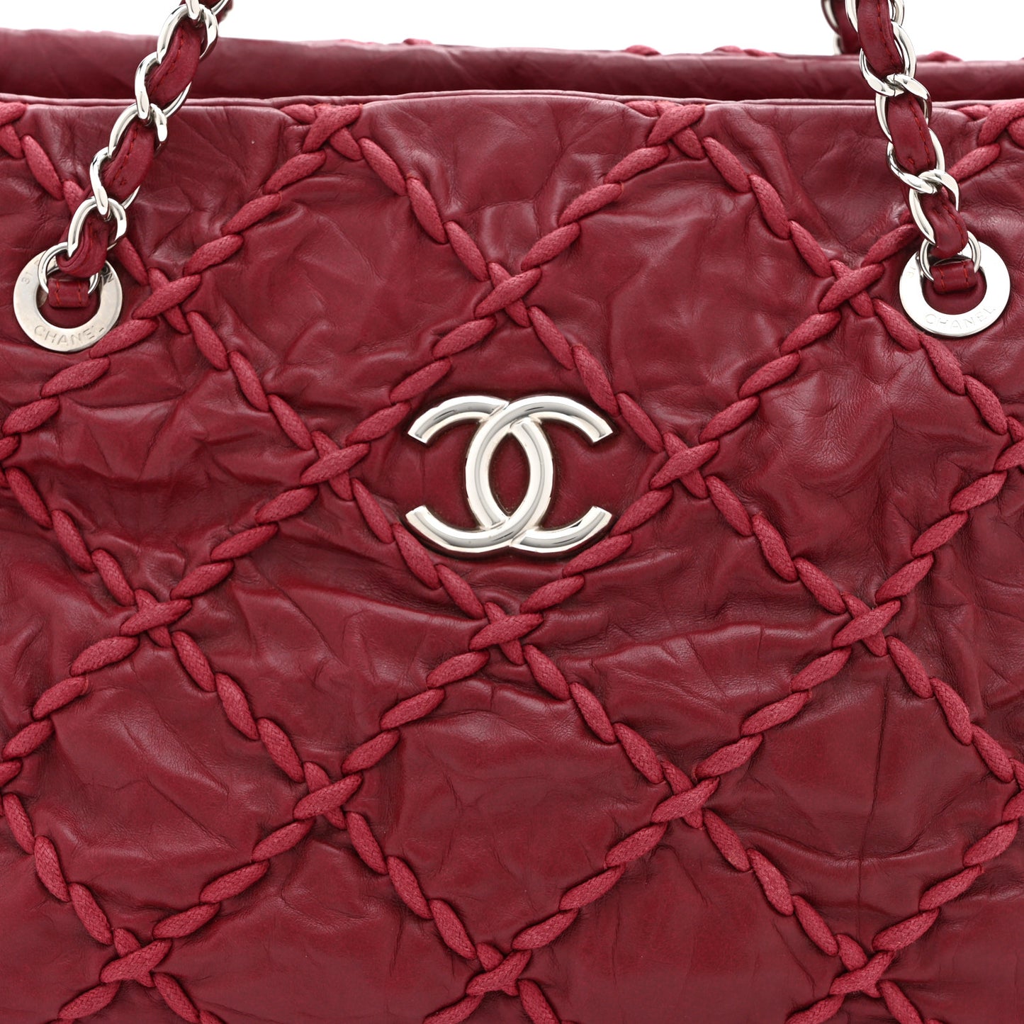 Calfskin Ultra Stitch Tote Dark Red