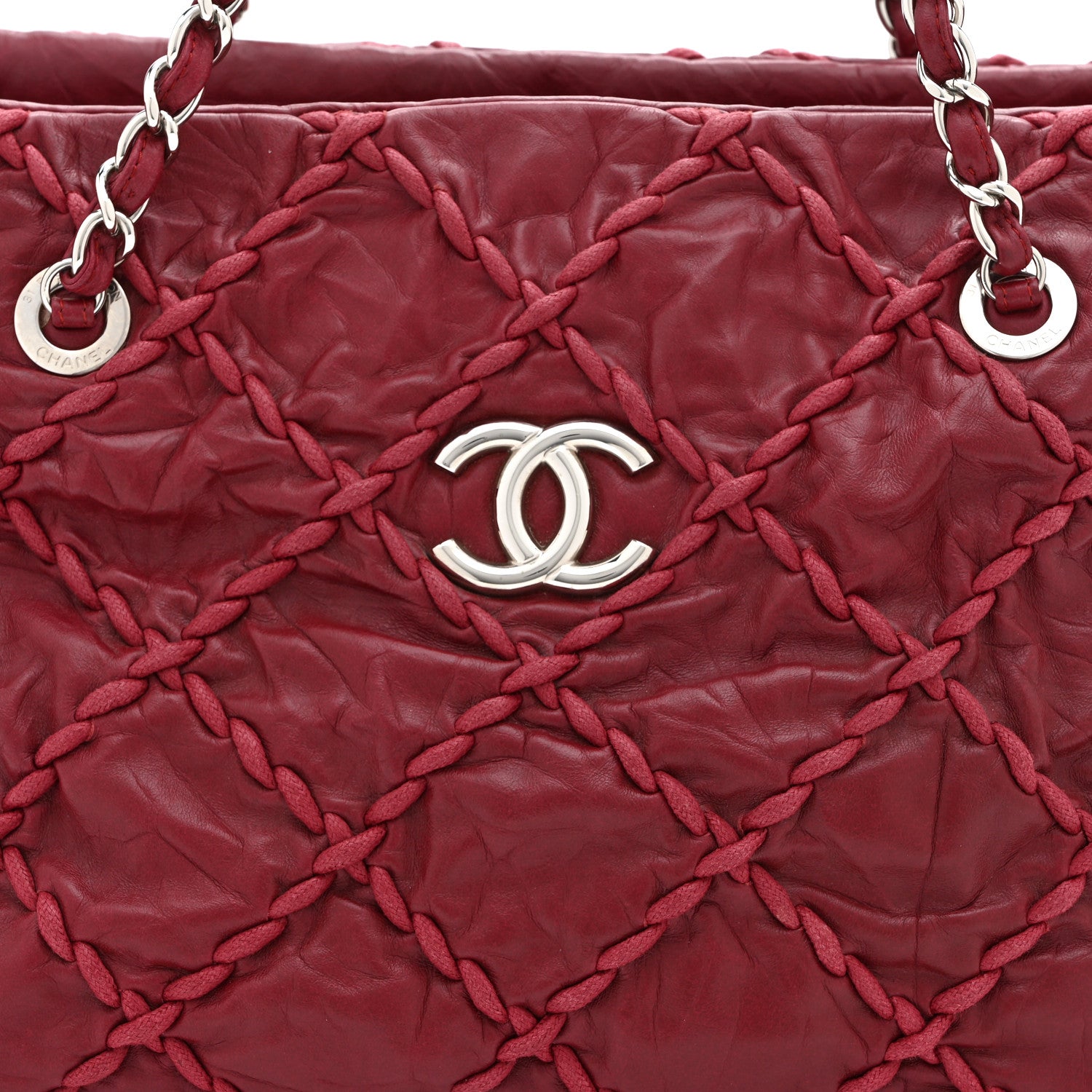 Chanel Calfskin Ultra Stitch Tote Dark Red 8 of 11