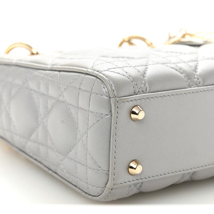 Christian Dior Lambskin Cannage Mini Lady Dior Gray Opaline 9 of 10