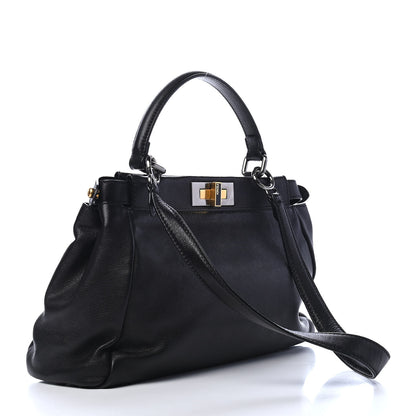 Fendi Goatskin Medium Peekaboo Iconic Satchel Black 3 of 9