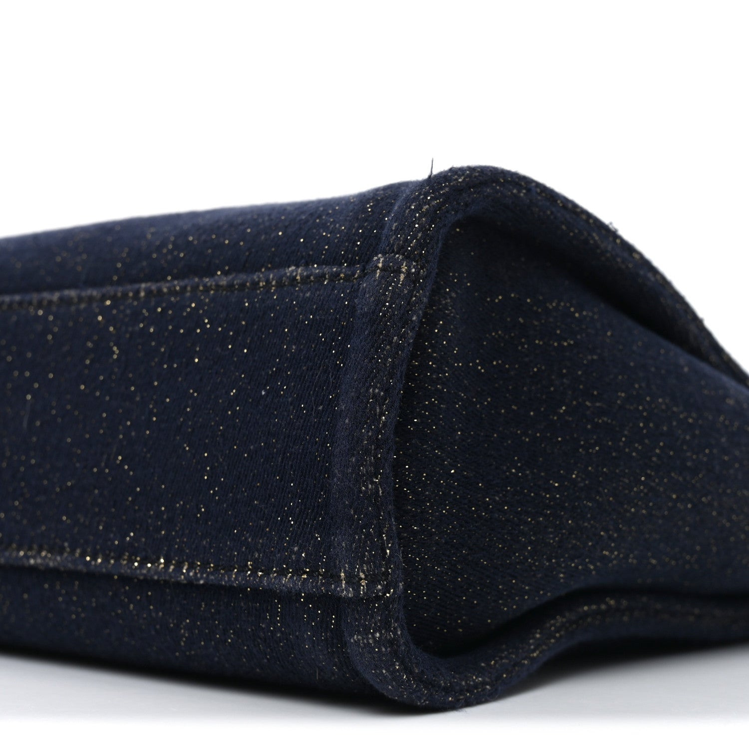 Chanel Lurex Canvas Mini Deauville Tote Navy Blue Gold 10 of 10