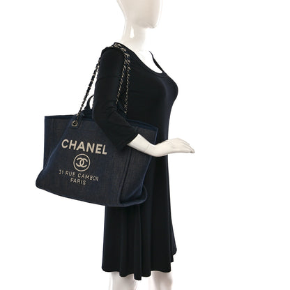 Chanel Denim Medium Deauville Tote Dark Blue 2 of 11