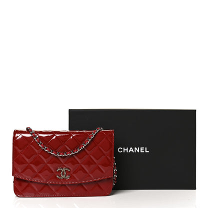 Chanel Patent Quilted Brilliant Wallet On Chain WOC Red 11 of 11
