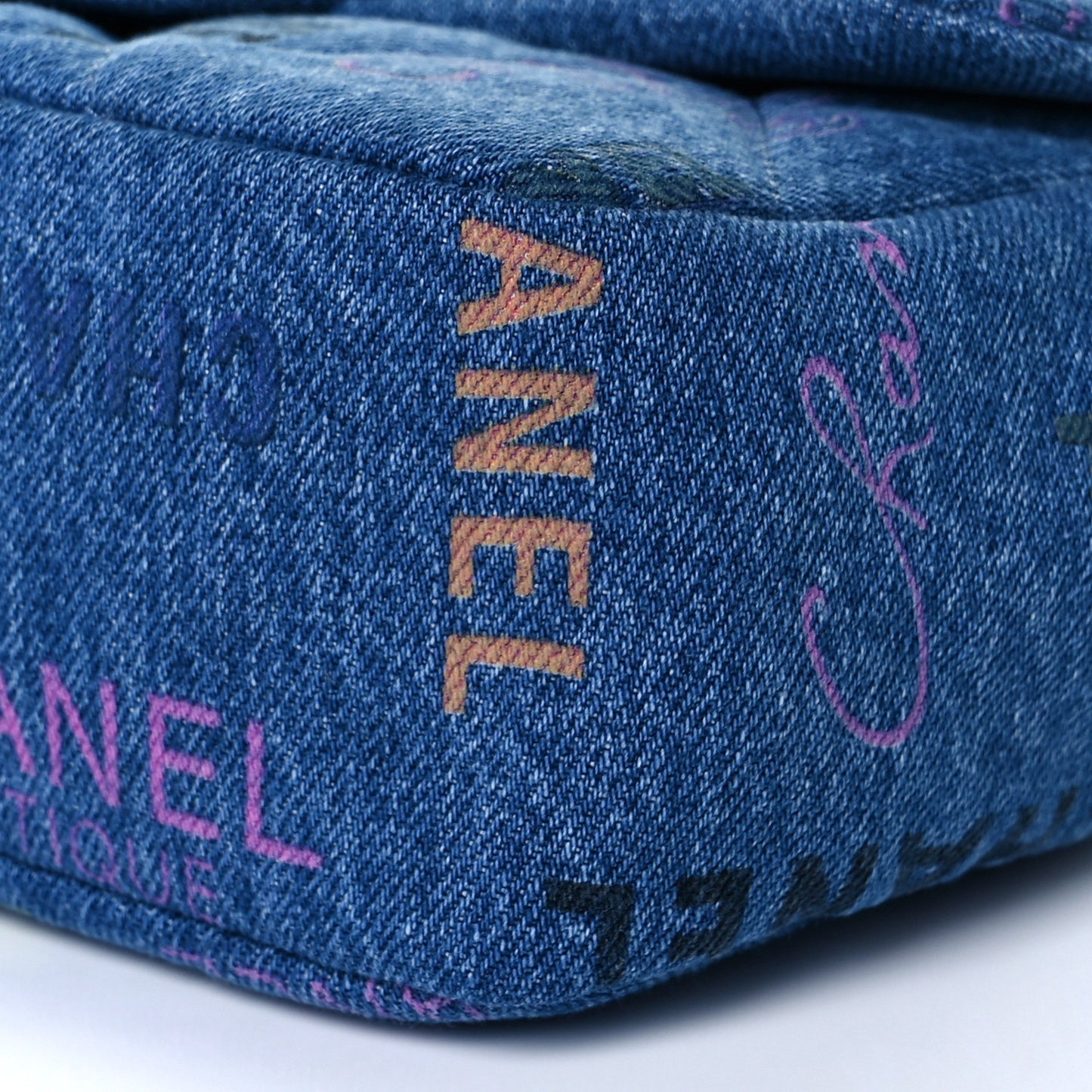 Denim Quilted Mini Denim Mood Rectangular Flap Blue Multicolor