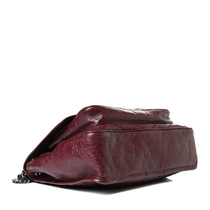 Saint Laurent Crinkled Calfskin Matelasse Monogram Large Niki Chain Satchel Rouge Legion 9 of 21