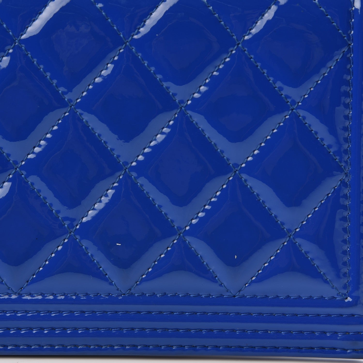 Chanel Patent Calfskin Quilted Boy Yen Wallet Dark Blue 5 of 20