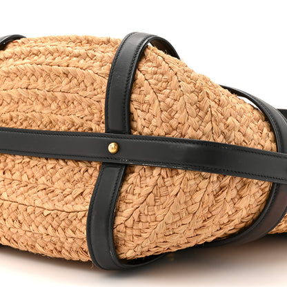 Saint Laurent Raffia Calfskin Caged Tote Naturale Black 9 of 12