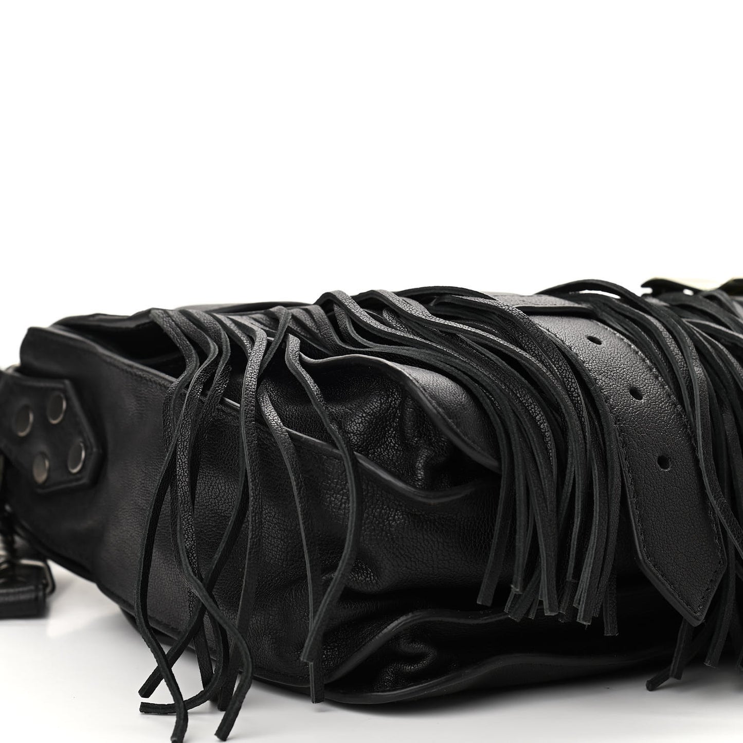 Lambskin Tiny Fringe Lux PS1 Satchel Black