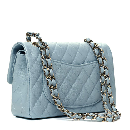 Chanel Caviar Quilted Small Double Flap Light Blue 3 of 9
