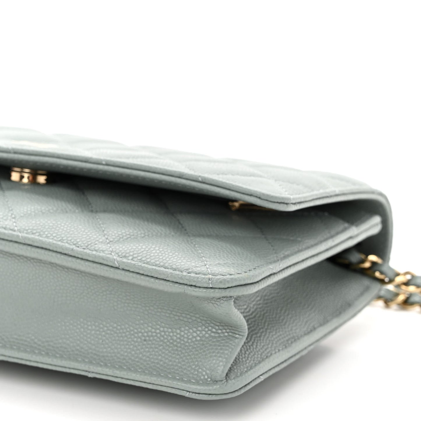 Caviar Quilted Wallet On Chain WOC Light Gray
