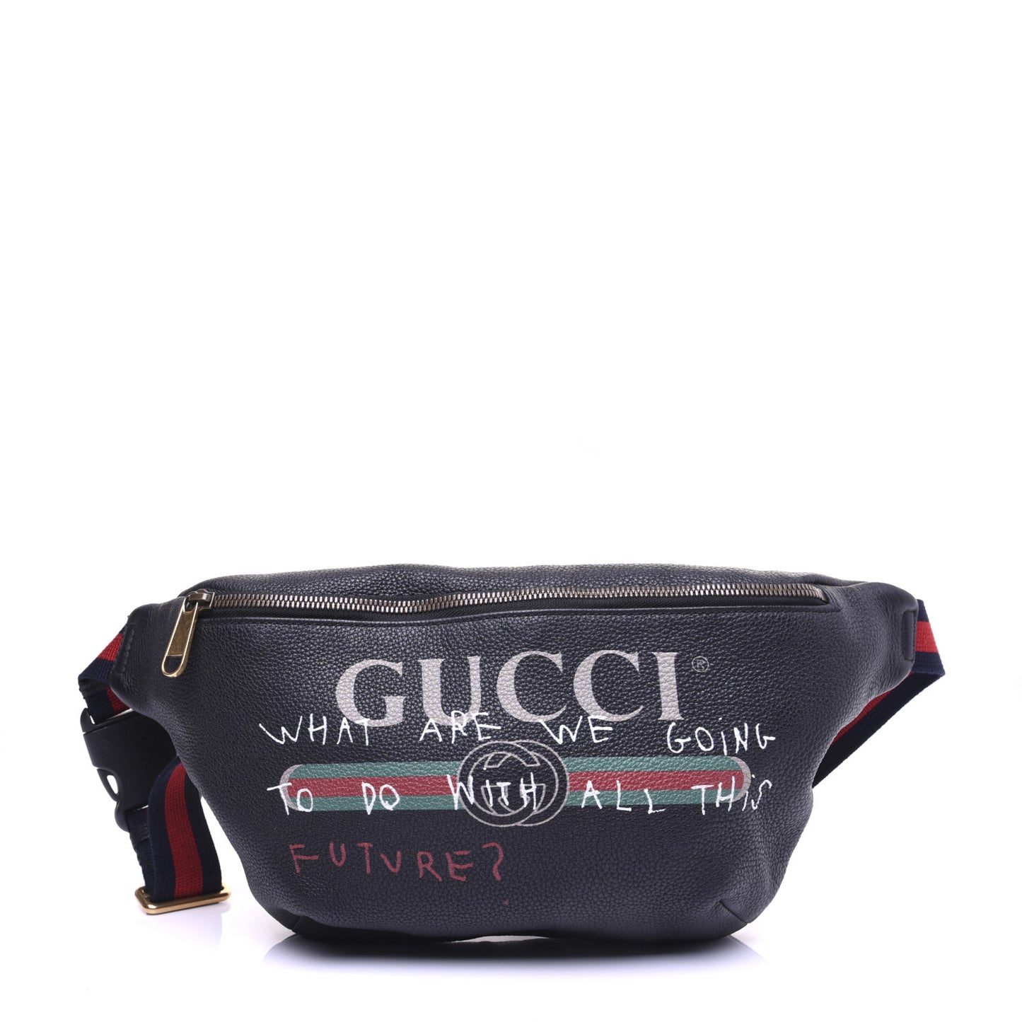 Grained Calfskin Coco Capitan Logo Belt Bag Black
