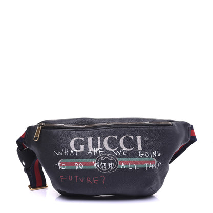 Gucci Grained Calfskin Coco Capitan Logo Belt Bag Black 1 of 10