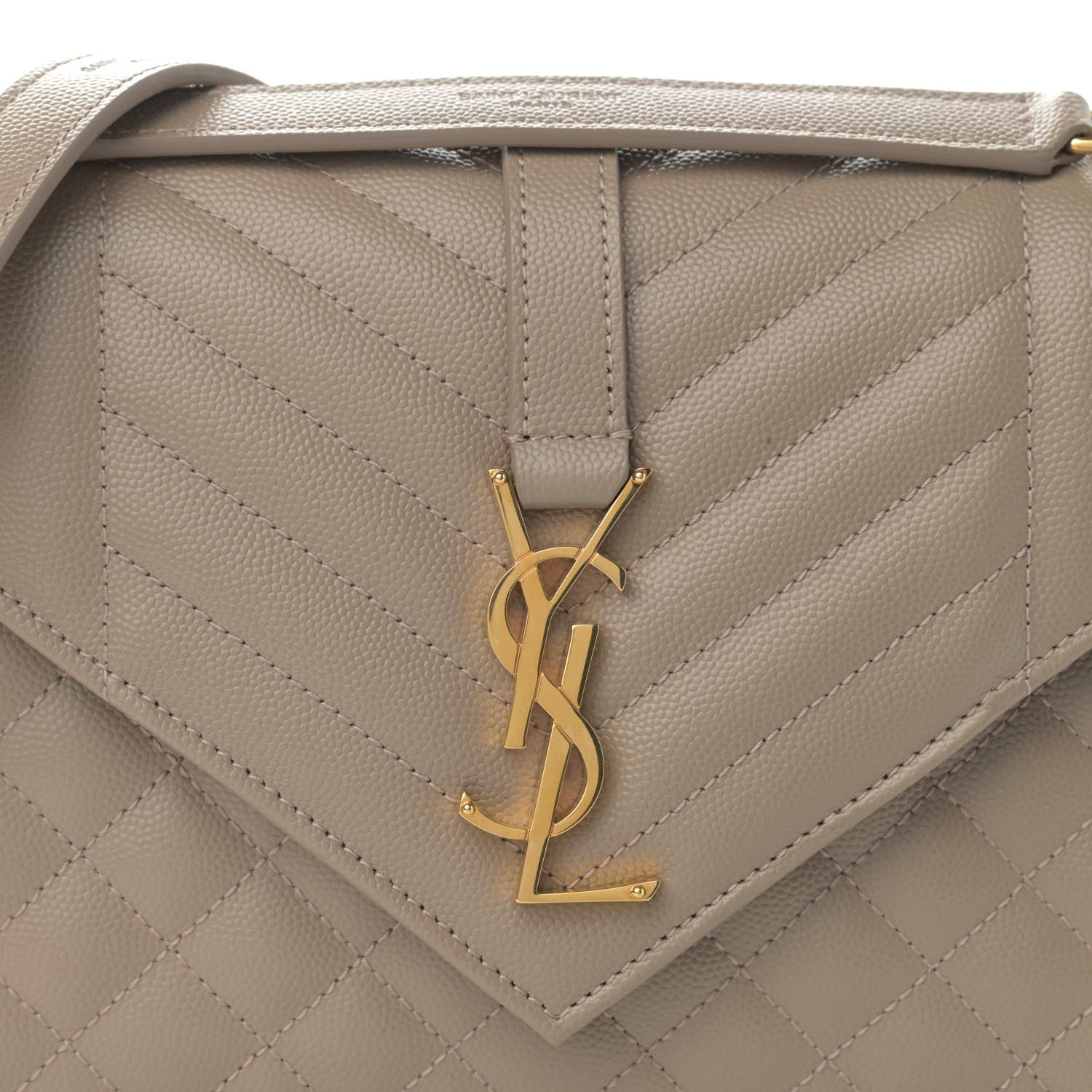Saint Laurent Grain De Poudre Textured Mixed Matelasse Medium Triquilt Monogram Satchel Dark Beige 9 of 11
