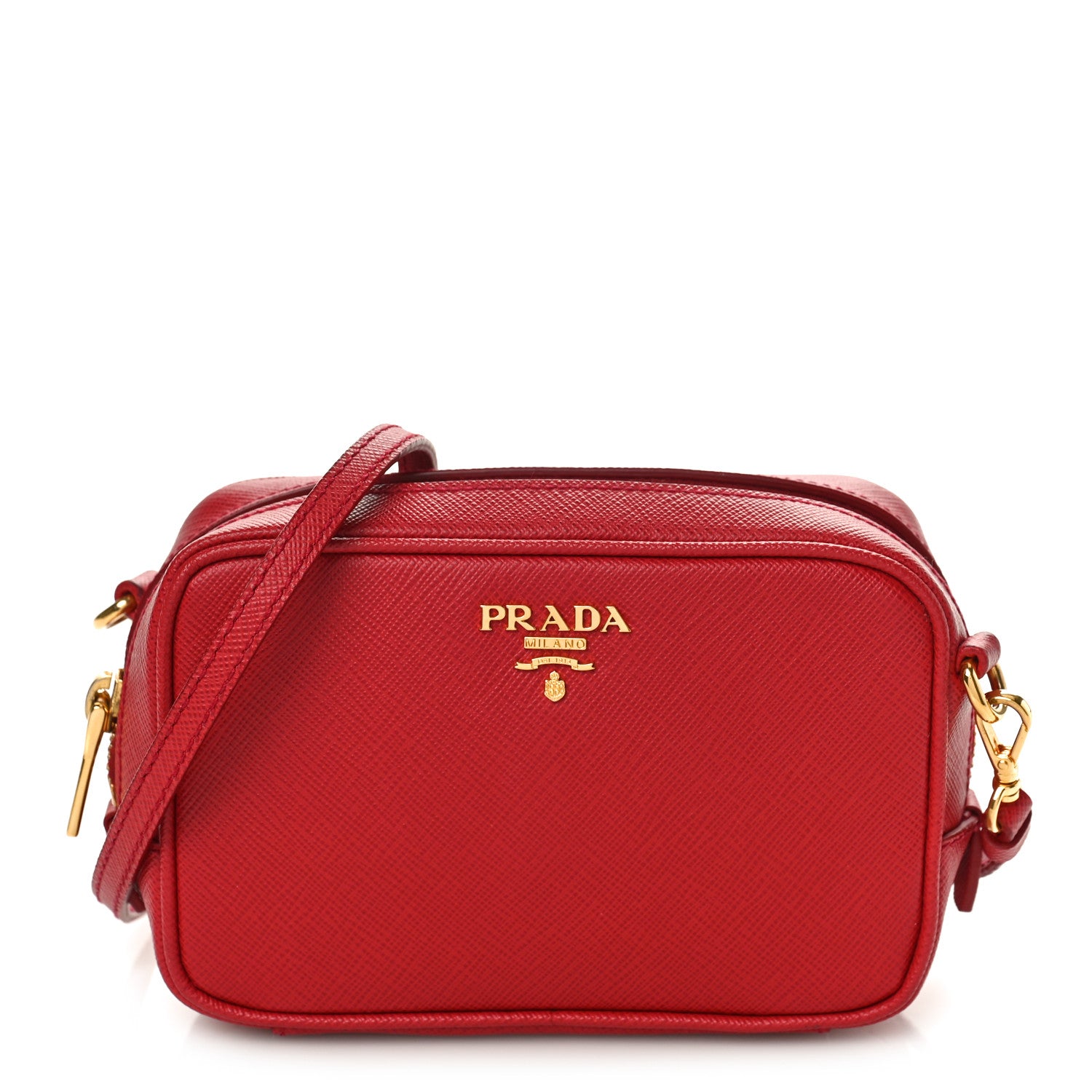 Prada Saffiano Mini Camera Crossbody Bag Fuoco 1 of 8
