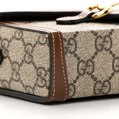 Gucci GG Supreme Monogram Mini Horsebit 1955 Shoulder Bag Beige Brown Sugar 9 of 11