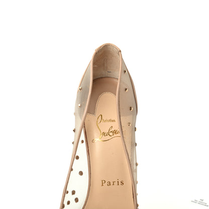 Christian Louboutin Suede Silk Crystal Strass Follies 100 Pumps 35.5 Neutral 7 of 8