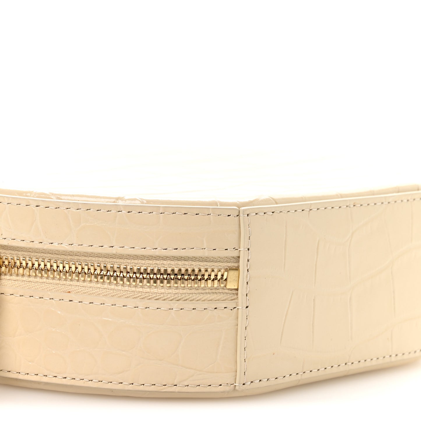 Calfskin Crocodile Embossed Circle Crossbody Bag Dune