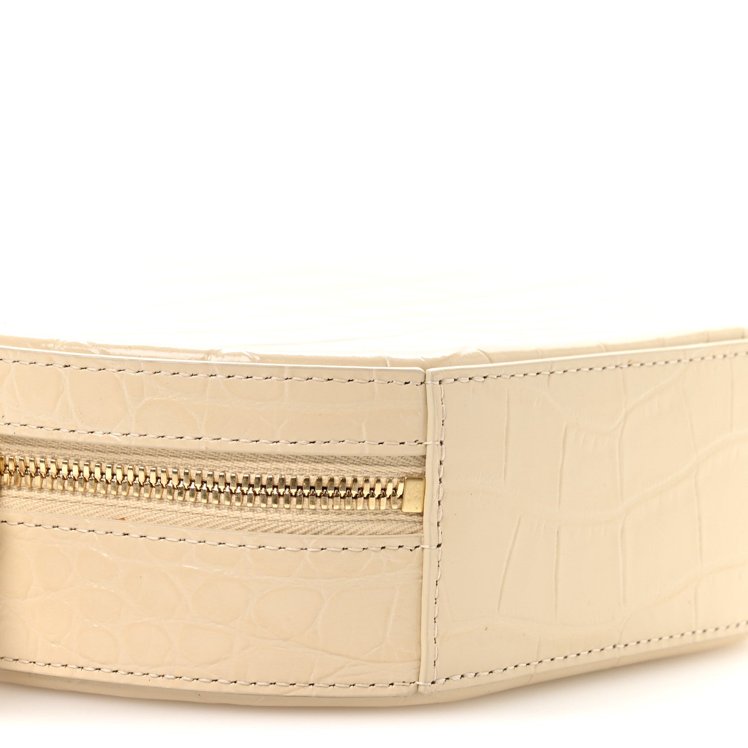 Mansur Gavriel Calfskin Crocodile Embossed Circle Crossbody Bag Dune 8 of 9