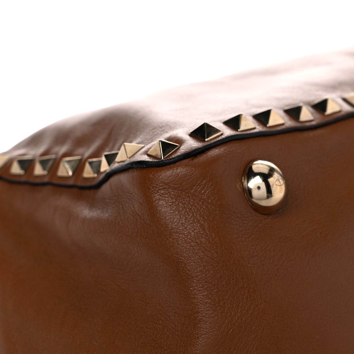 Vitello Medium Rockstud Tote Brown