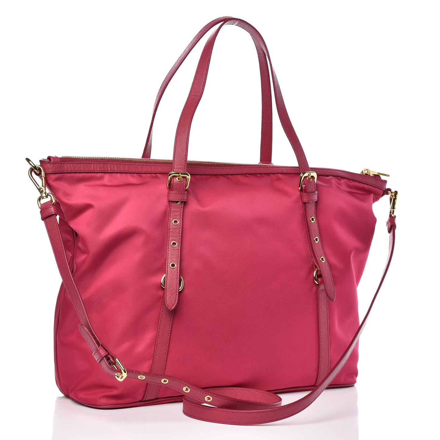 Saffiano Tessuto Nylon Shopping Tote Ibisco