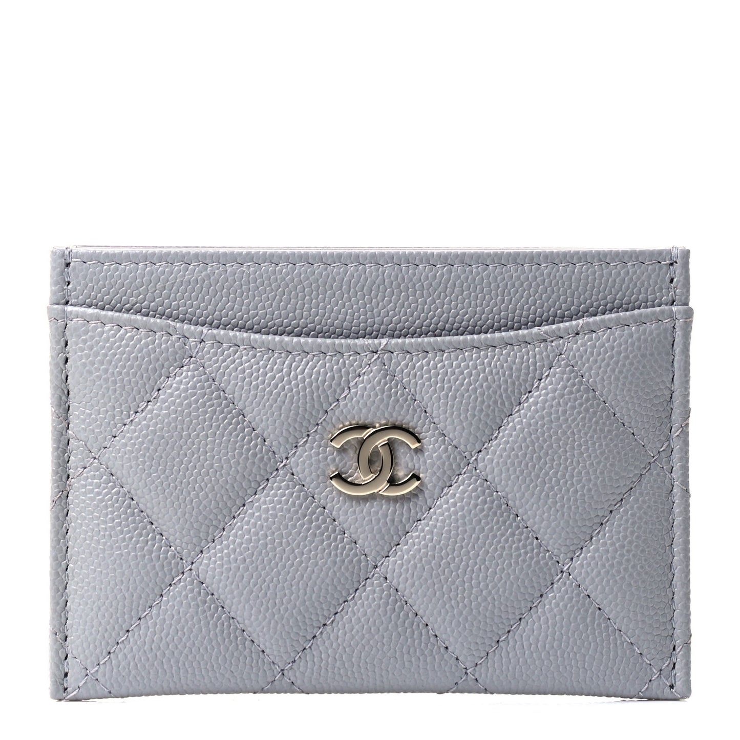 Caviar Quilted Card Holder Grey