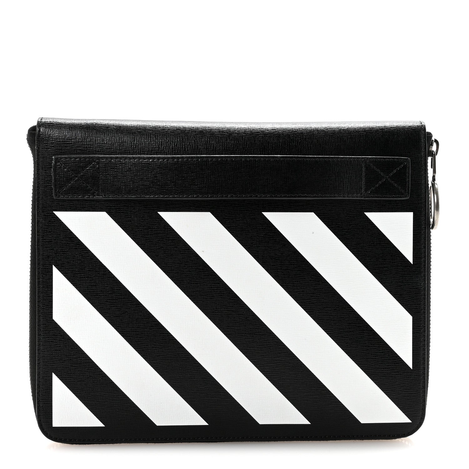 Off-White Saffiano Striped Diag Document Holder Black White 1 of 6