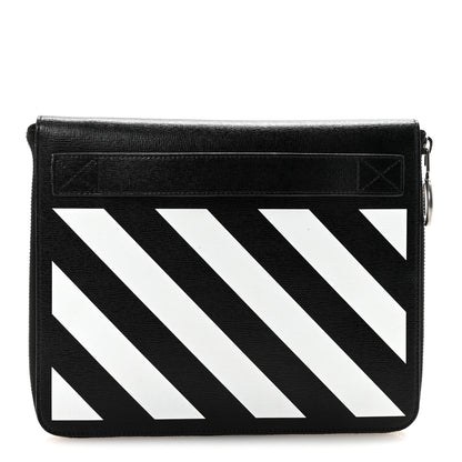 Off-White Saffiano Striped Diag Document Holder Black White 1 of 6