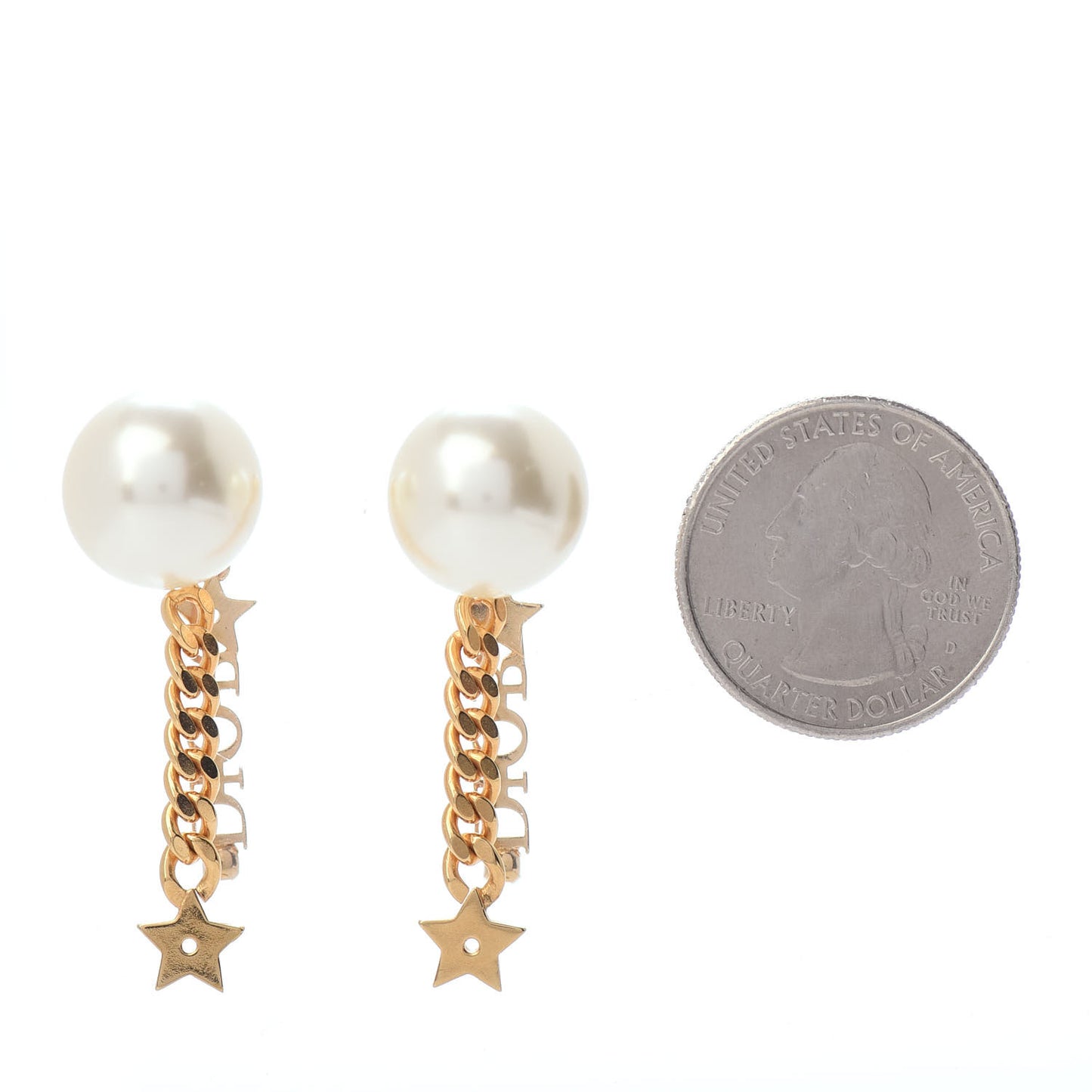 Pearl Tribales Dangle Chain Star Earrings Gold