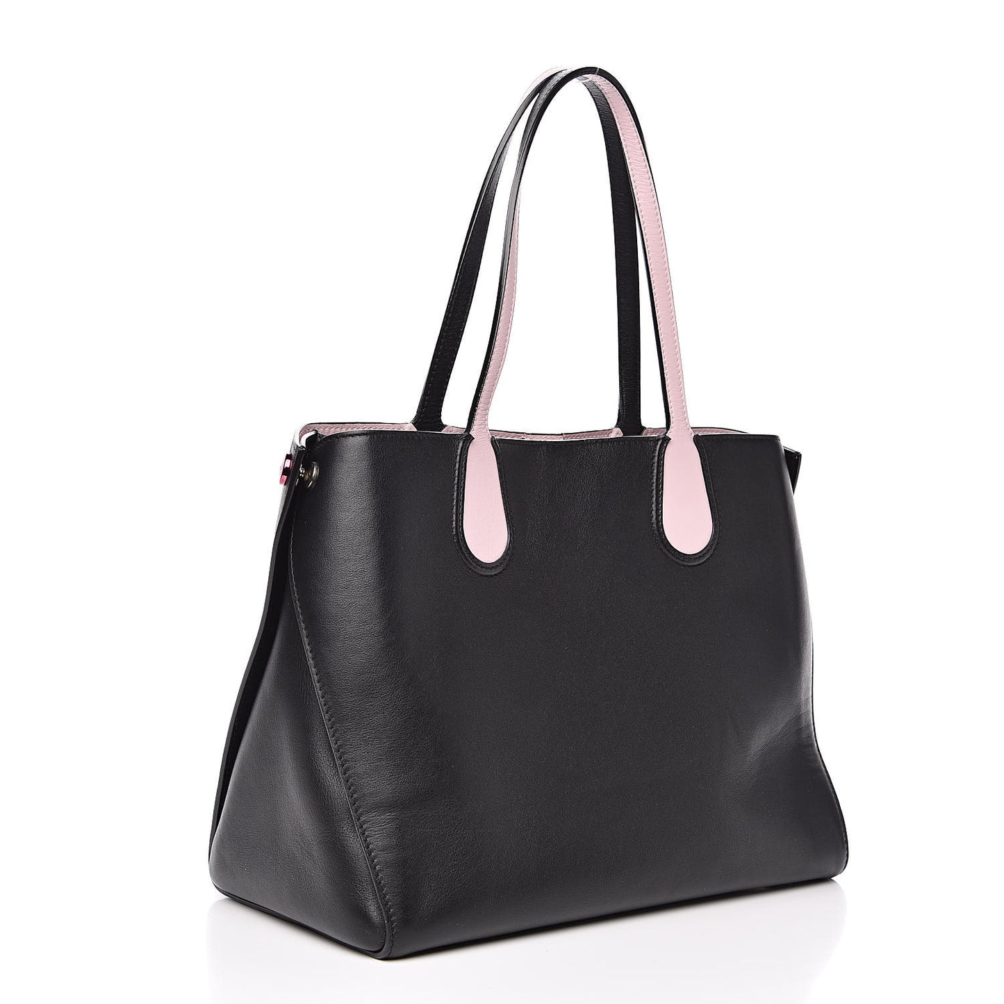 Calfskin Small Addict Shopping Tote Black Pink