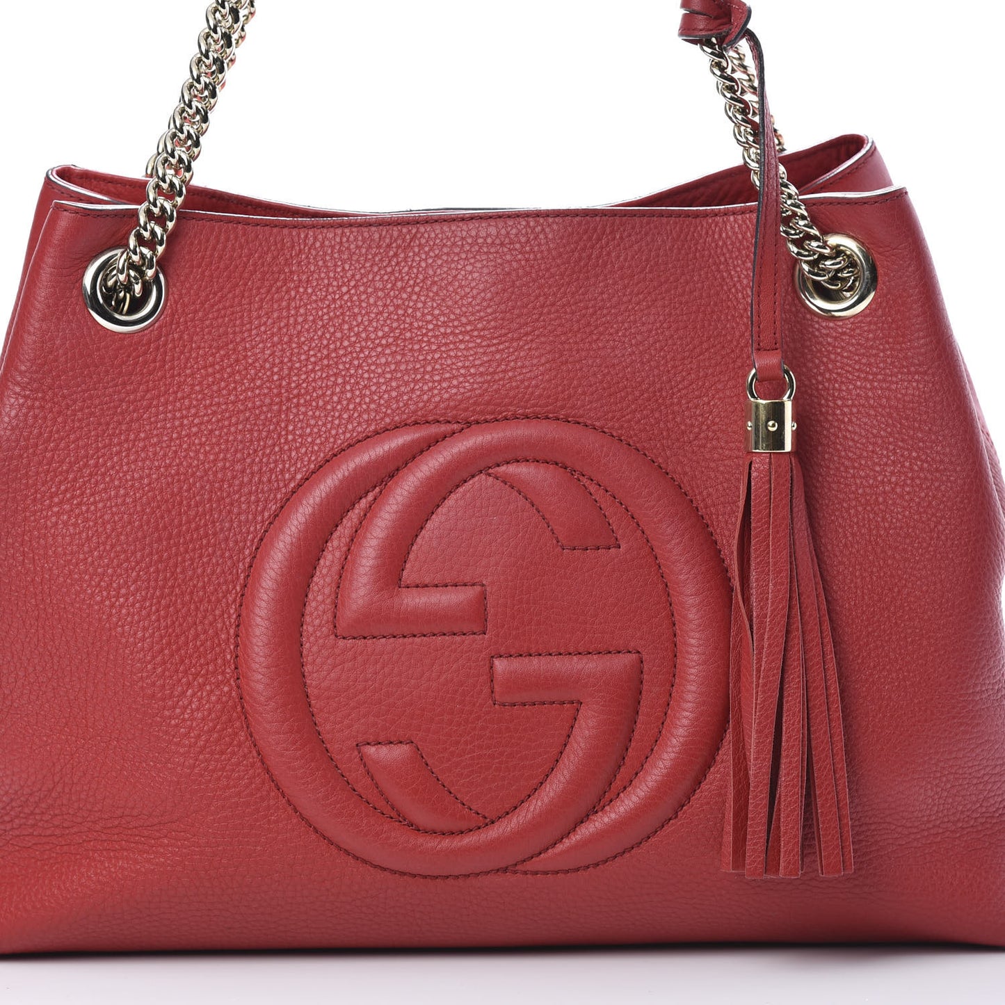Pebbled Calfskin Medium Soho Chain Shoulder Bag Tabasco Red