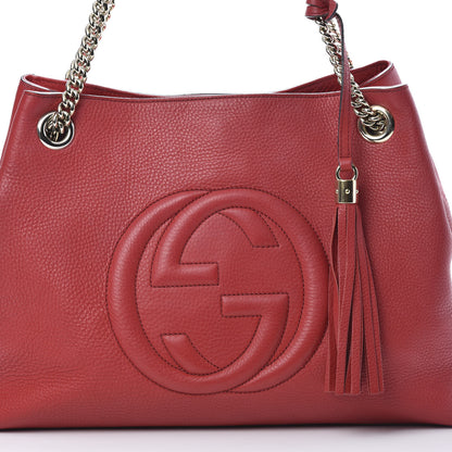 Gucci Pebbled Calfskin Medium Soho Chain Shoulder Bag Tabasco Red 8 of 17