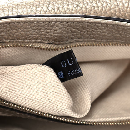 Gucci Metallic Pebbled Calfskin Medium Soho Flap Crossbody Golden Beige 8 of 11