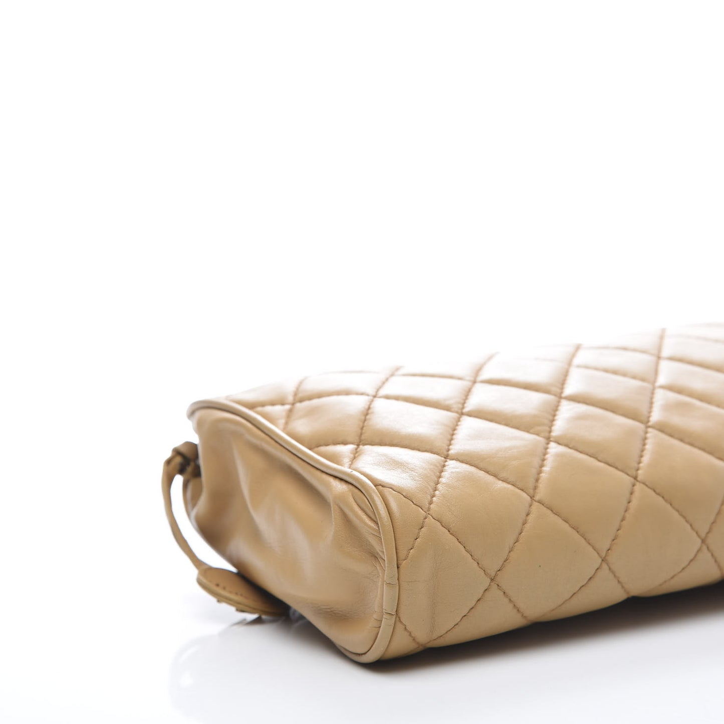 Lambskin Quilted Cosmetic Zip Pouch Beige