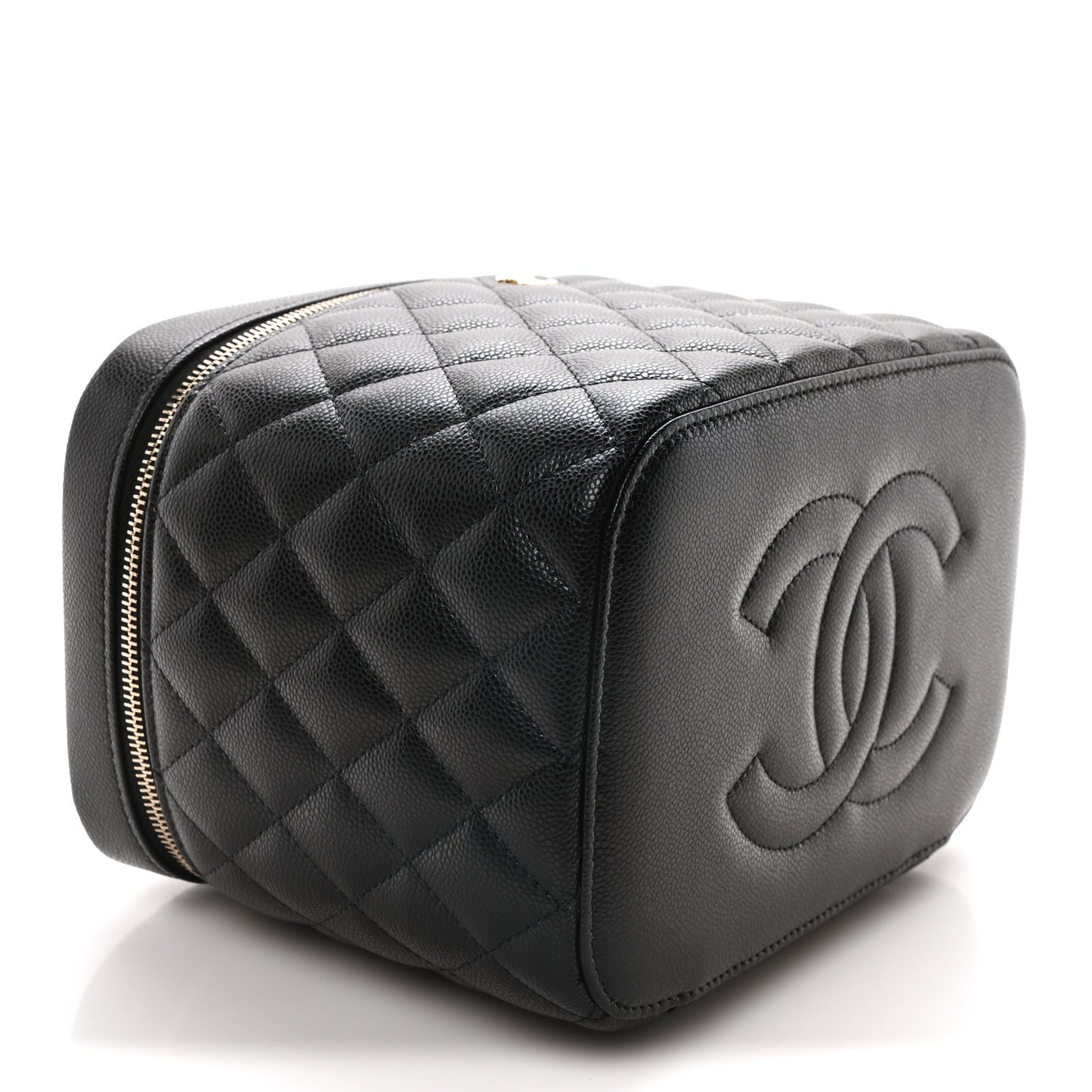 Caviar Quilted Large Vanity Pouch Black