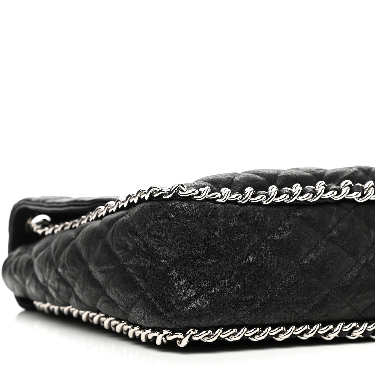Chanel Washed Lambskin Quilted Maxi Chain Around Flap Black 8 of 9