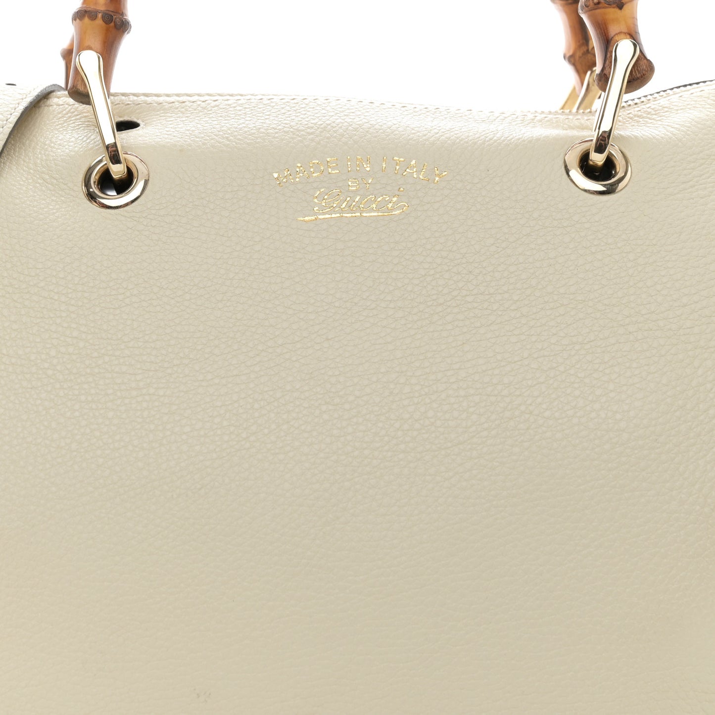 Calfskin Bamboo Medium Shopper Boston Mystic White
