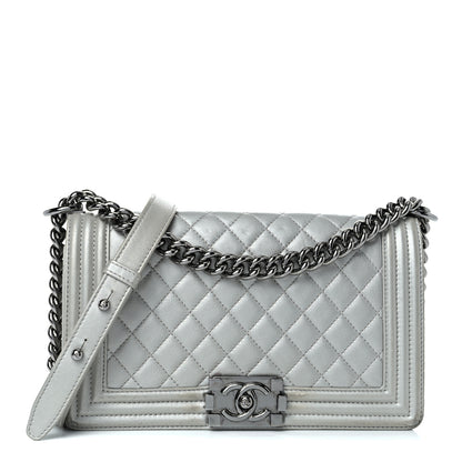Chanel Metallic Caviar Quilted Medium Boy Flap Silver 1 of 11