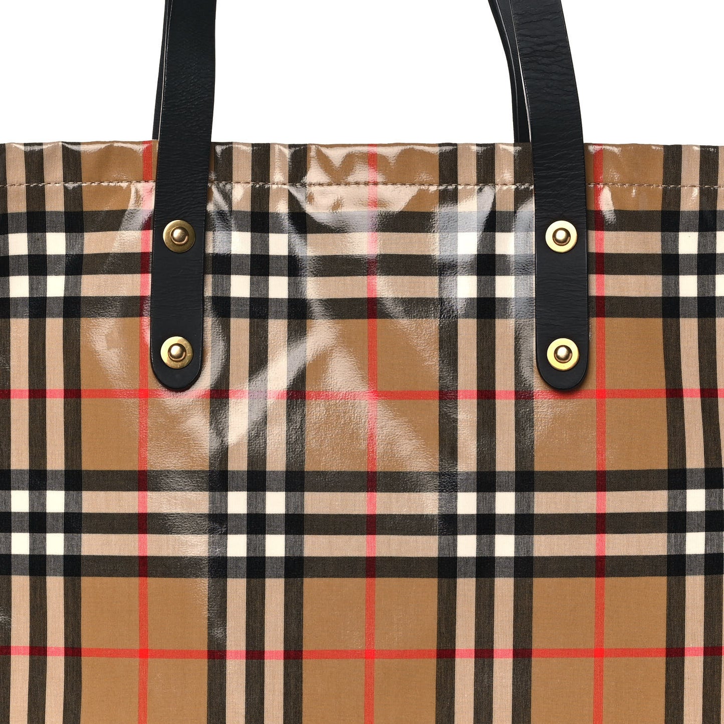 Coated Canvas Vintage Check Shopper Tote Black