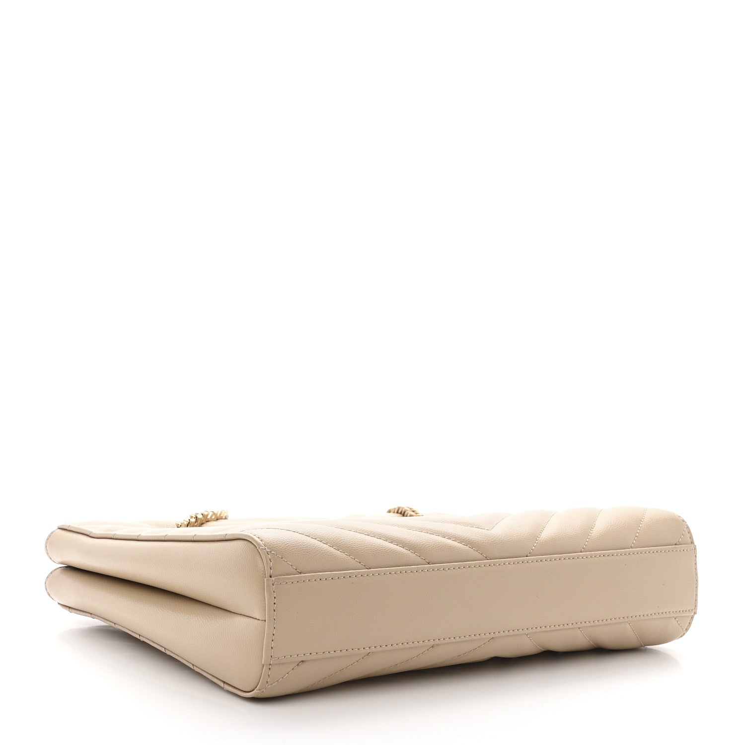 Saint Laurent Grain De Poudre Matelasse Chevron Small Tribeca Shopping Bag Beige 4 of 12