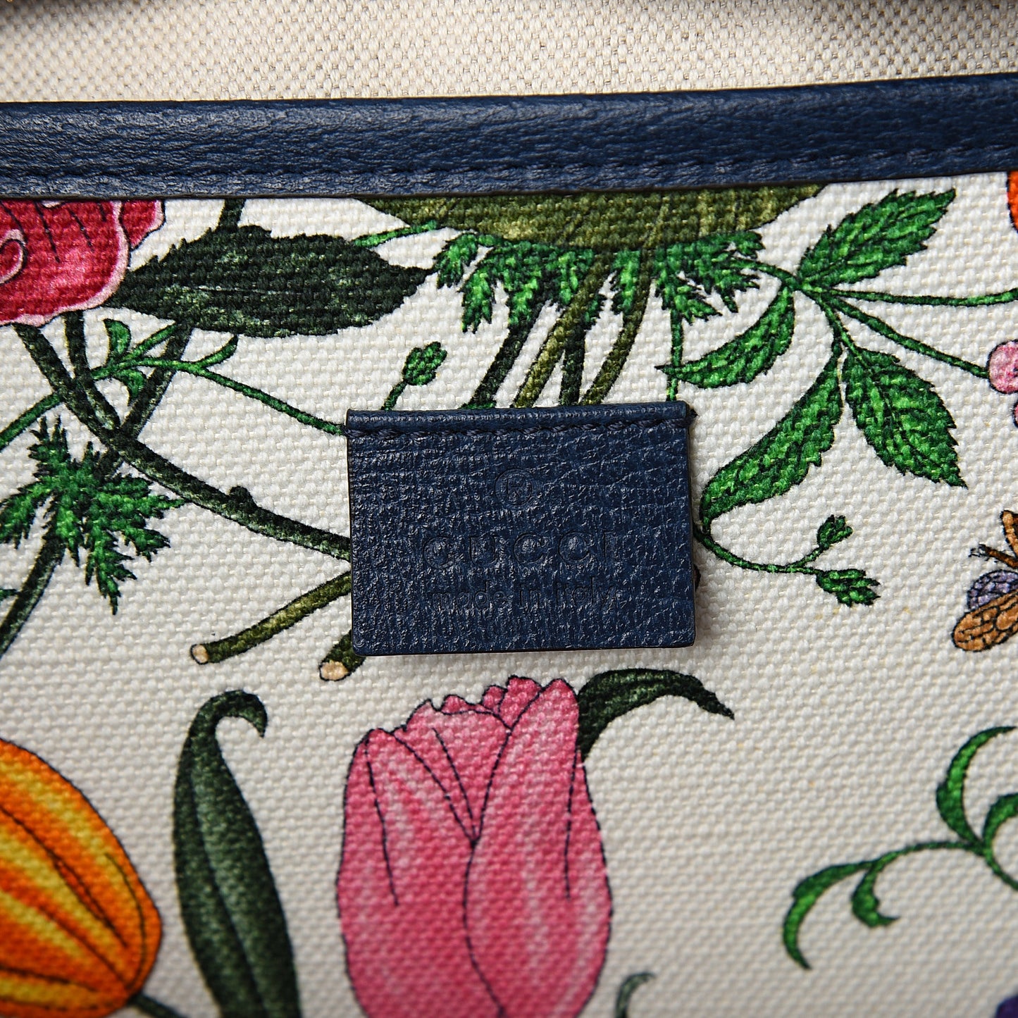 Canvas Large Flora Tote Navy Multicolor