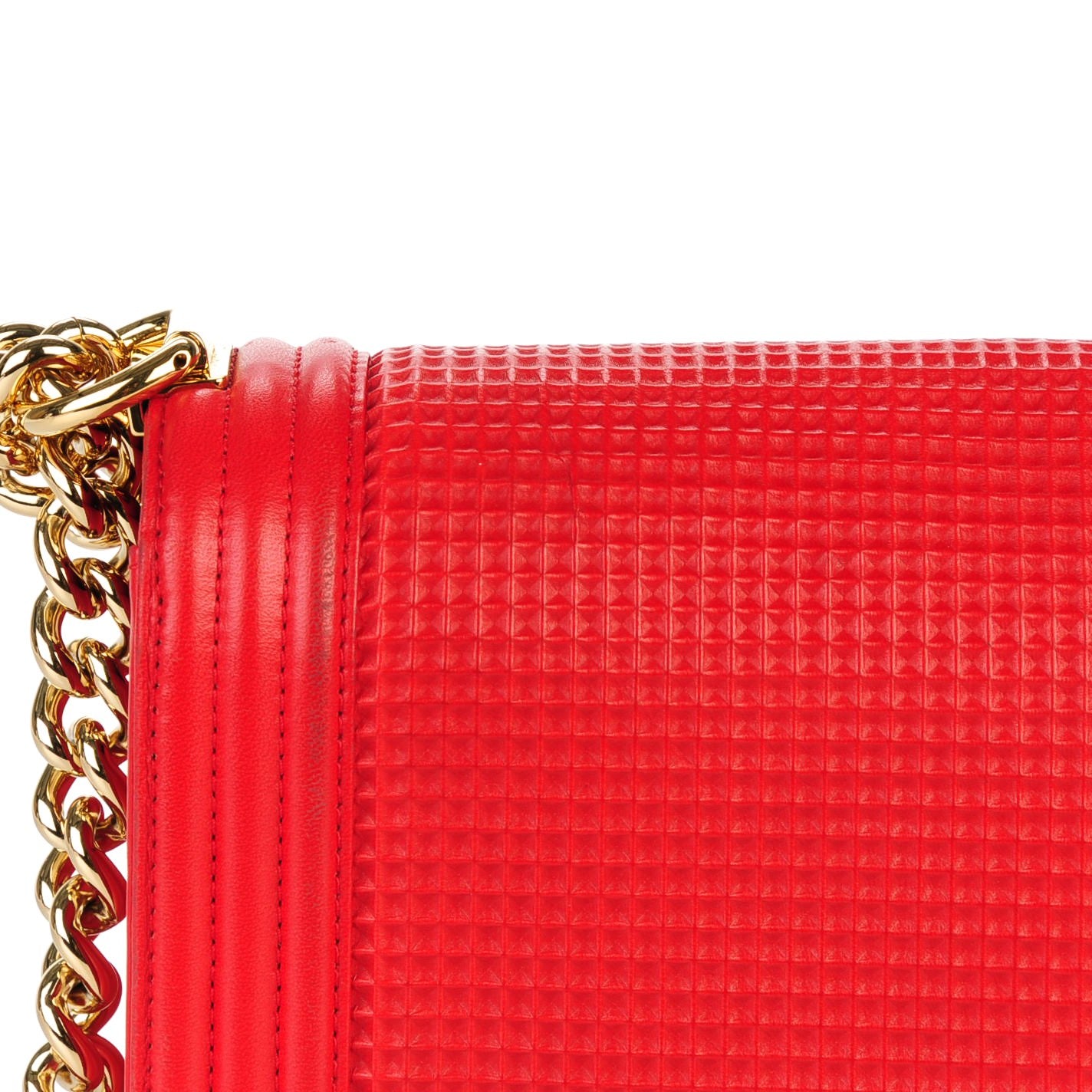 Chanel Lambskin Square Quilted Large Boy Cube Flap Red 10 of 10