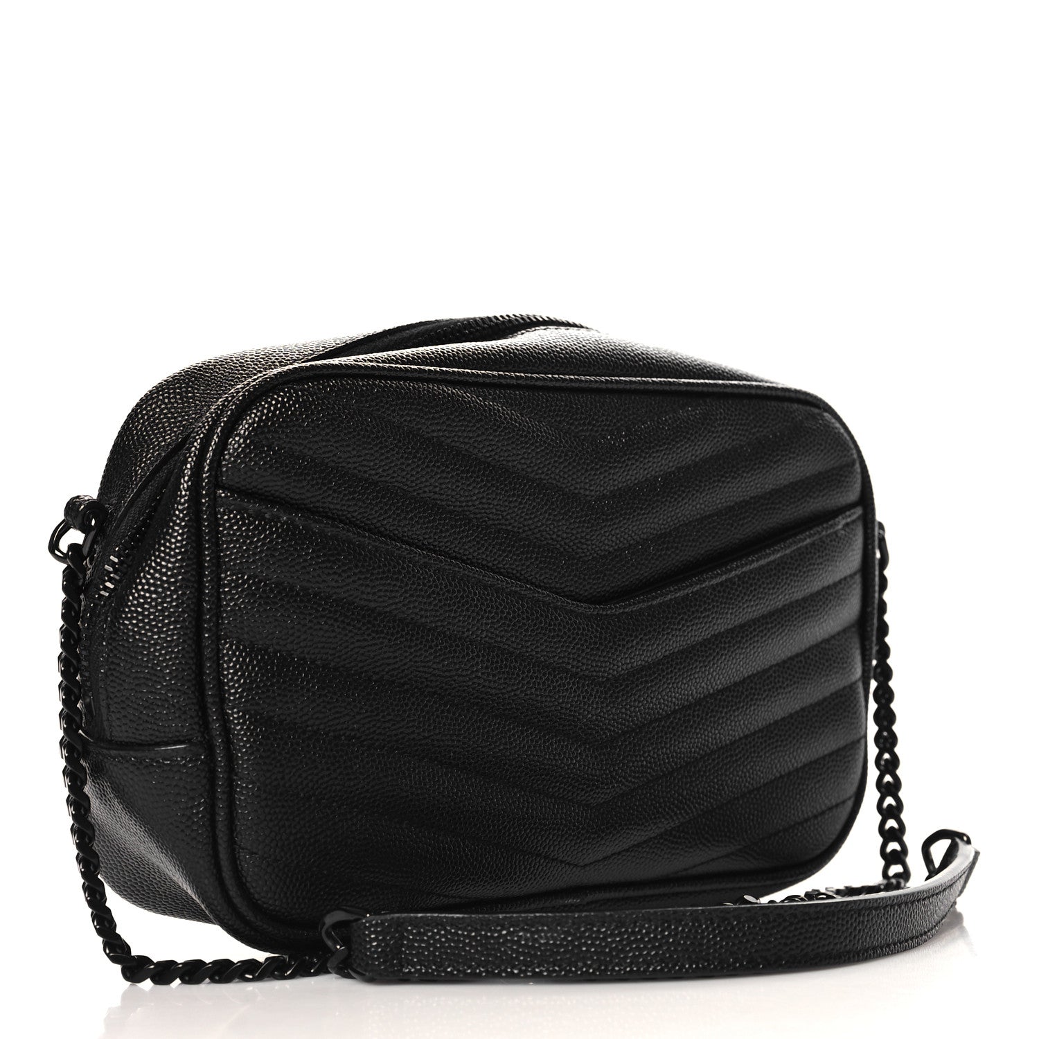 Saint Laurent Grain De Poudre Matelasse Monochrome Monogram Mini Lou Camera Bag Black 3 of 10