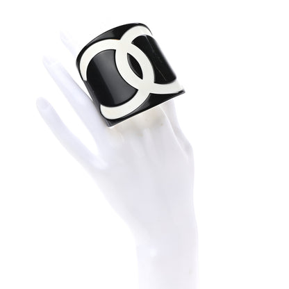 Chanel Resin CC Wide Cuff Black White 2 of 4
