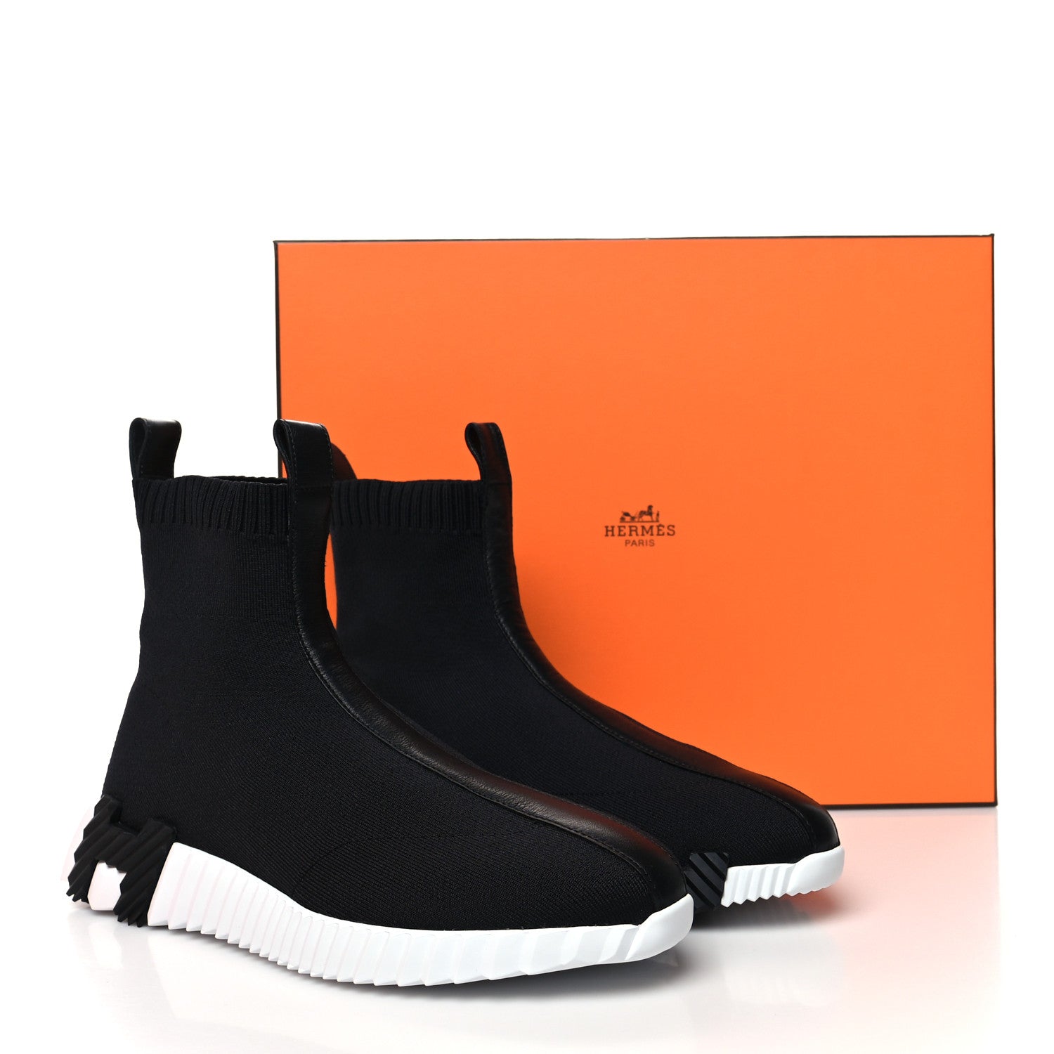 Hermes Technical Canvas Goatskin Fun Sneakers 39 Black White 8 of 8