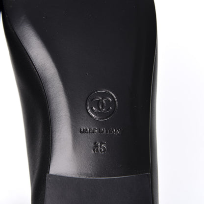 Chanel Lambskin Cap Toe CC Ballerina Flats 35 Black Beige 10 of 11