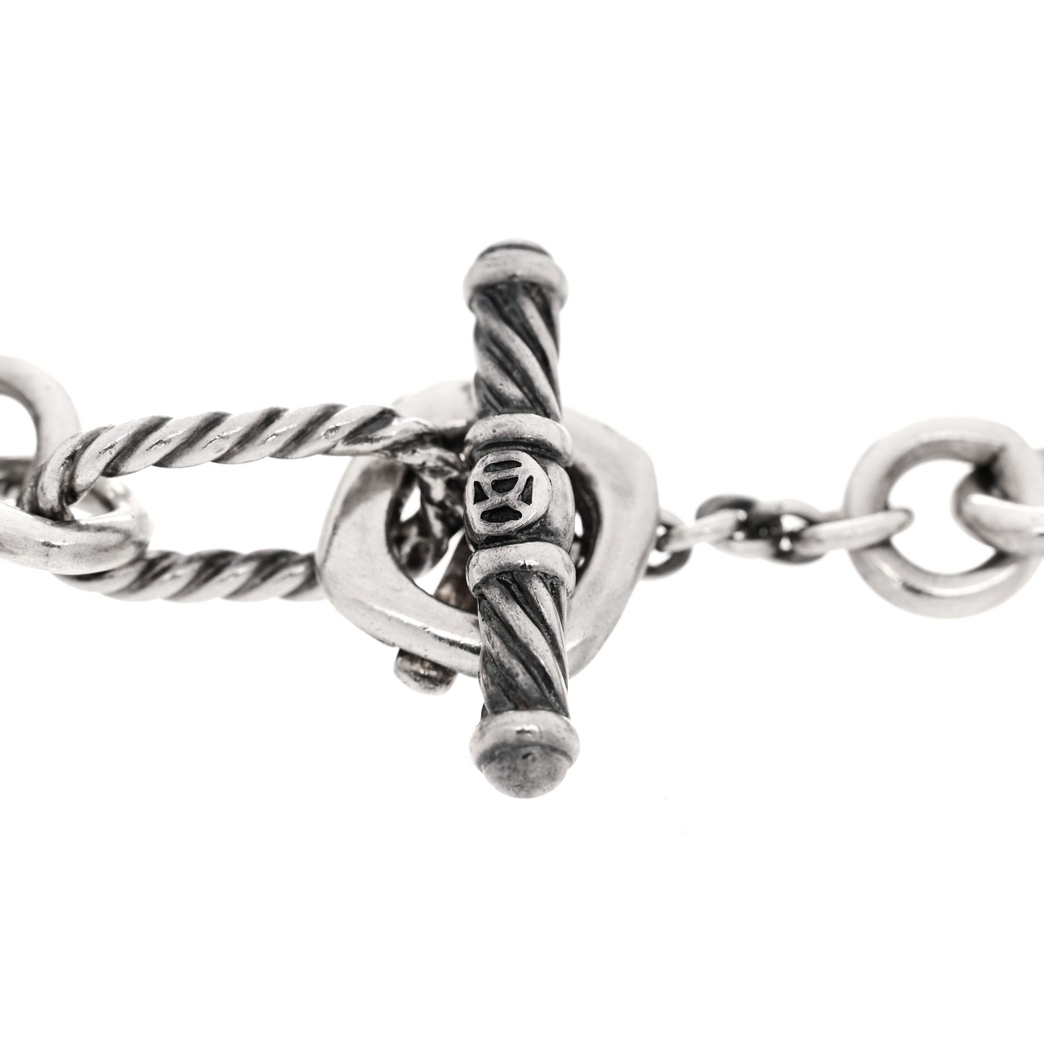 David Yurman Sterling Silver Diamond Cable Heart Charm Bracelet 4 of 4