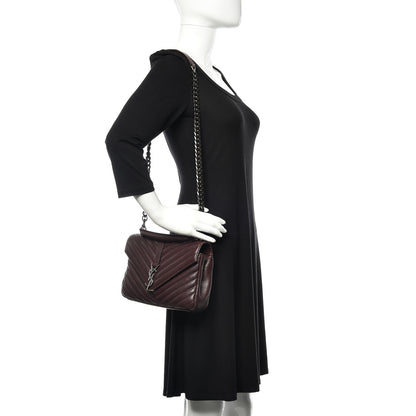 Saint Laurent Sheepskin Matelasse Chevron Monogram Medium College Bag Amaranto 2 of 8